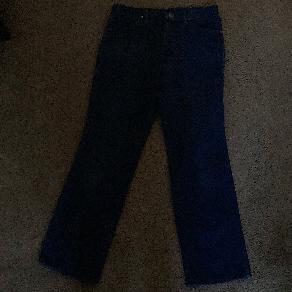 Blue bootcut wranglers